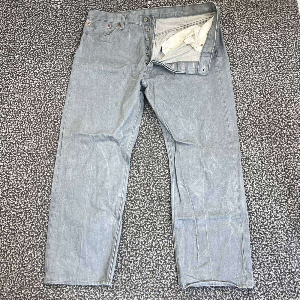 Levis 501 Jeans Men 40x30 Gray Straight Leg Button Fly Denim Pocket Cotton